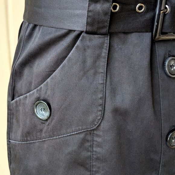 Stretch Black Shirt Dress W/Belt & Pockets 2 - Picture 4 of 8